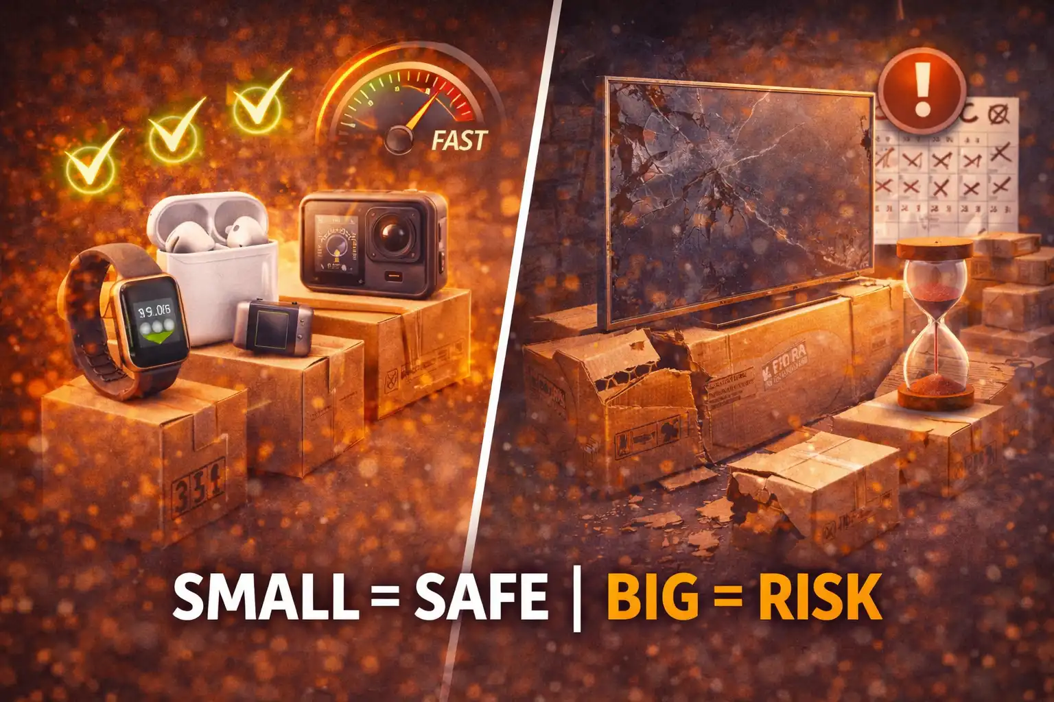 aliexpress small vs large product quality difference shipping delay illustration