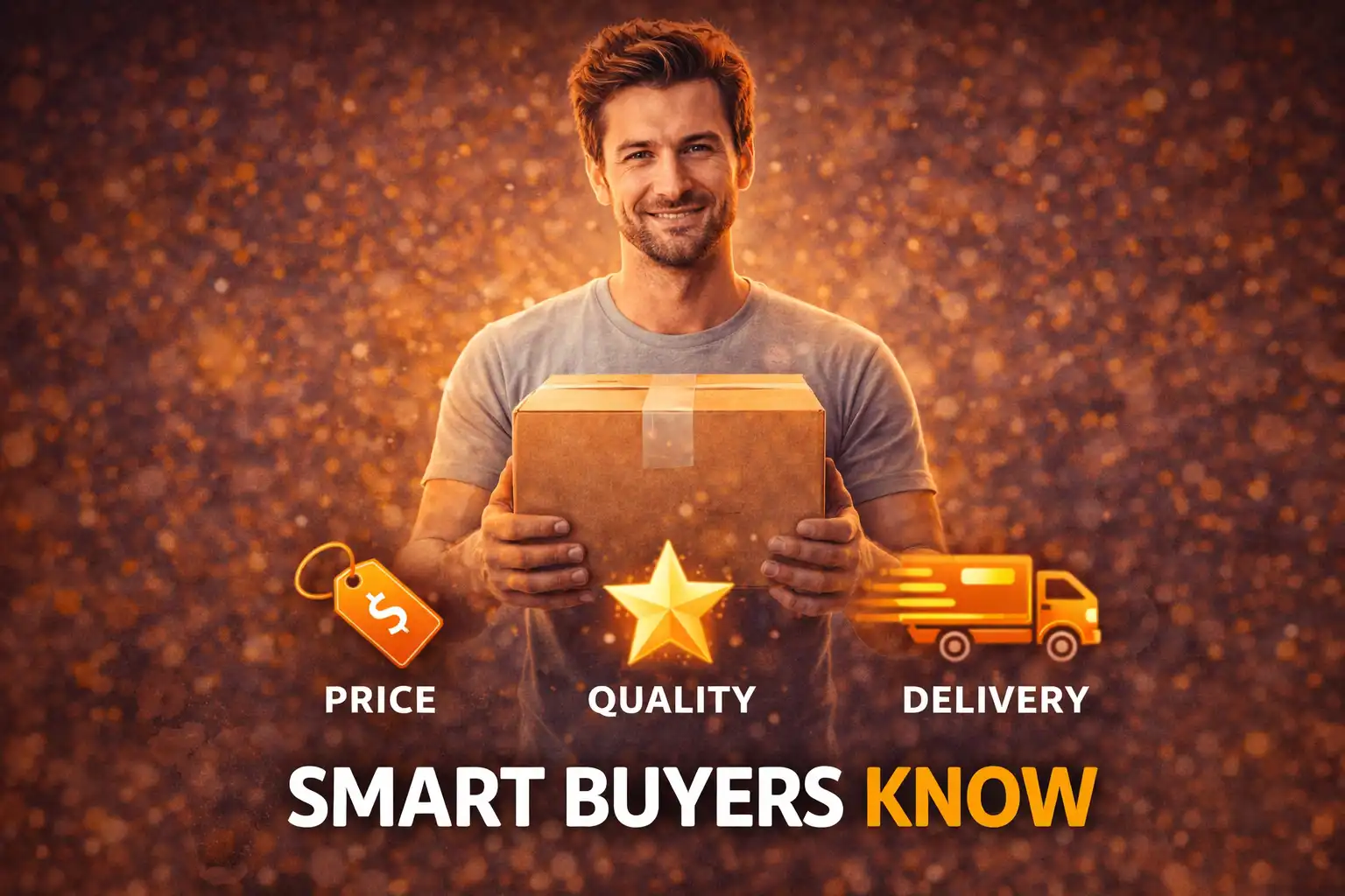 happy buyer aliexpress smart shopping price quality delivery balance concept illustration
