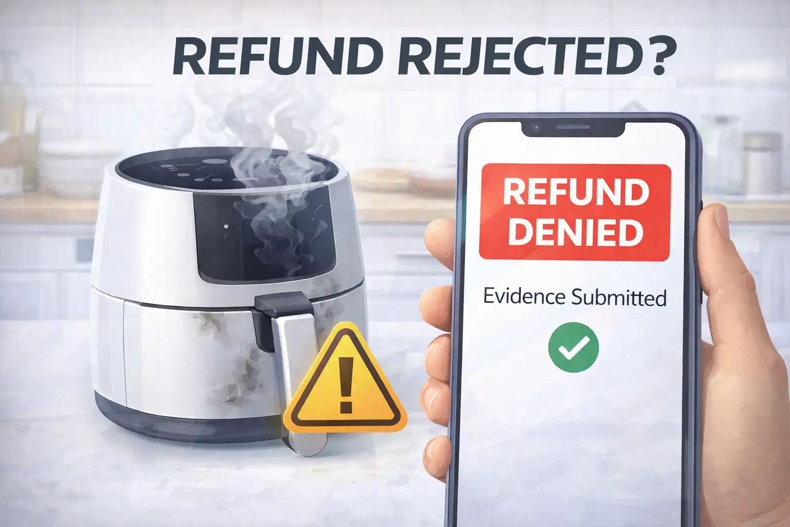 faulty air fryer refund denied aliexpress dispute rejected despite video proof unsafe product warning